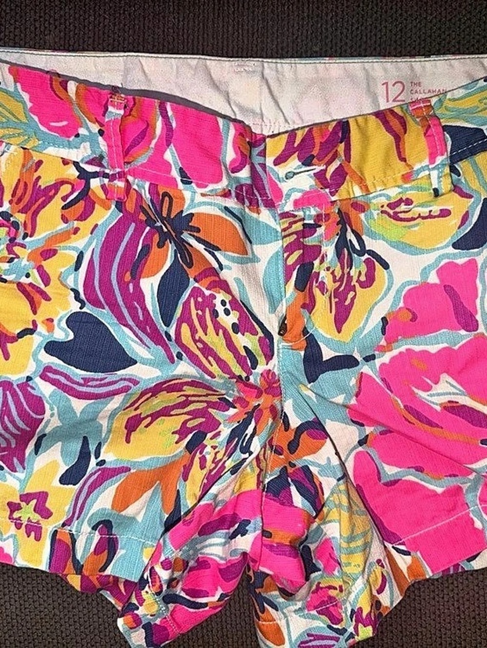 Lilly Pulitzer The Callahan Short Floral High-Waist Shorts Pink & Blue Size 12